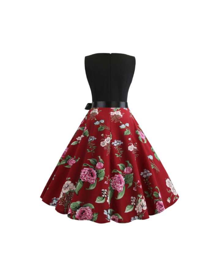 OUTAD Floral Print Elegant Dress Multicolour - Image 3