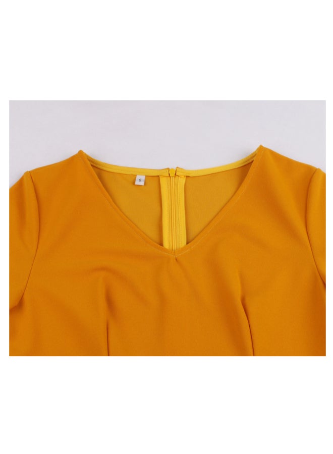 OUTAD Printed Contrast Elegant Dress Multicolour - Image 3