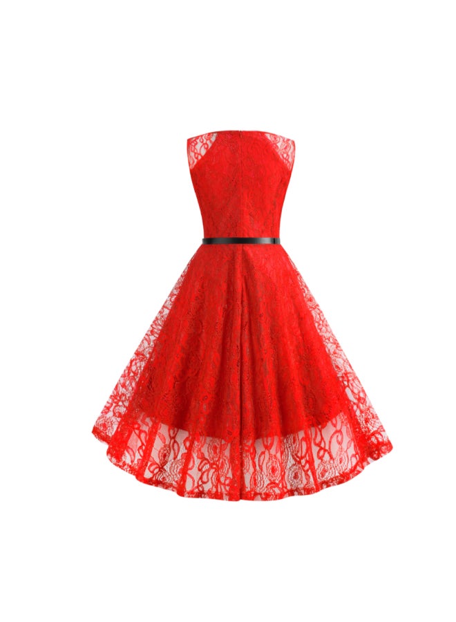 OUTAD - Elegant Midi Dress Red - Image 1