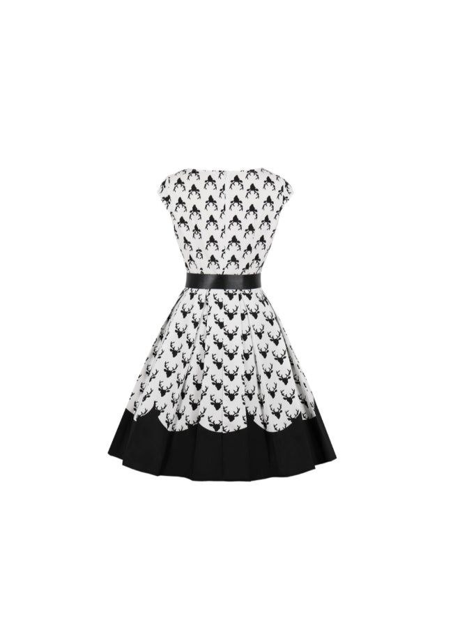 OUTAD Printed Elegant Midi Dress Multicolour - Image 2