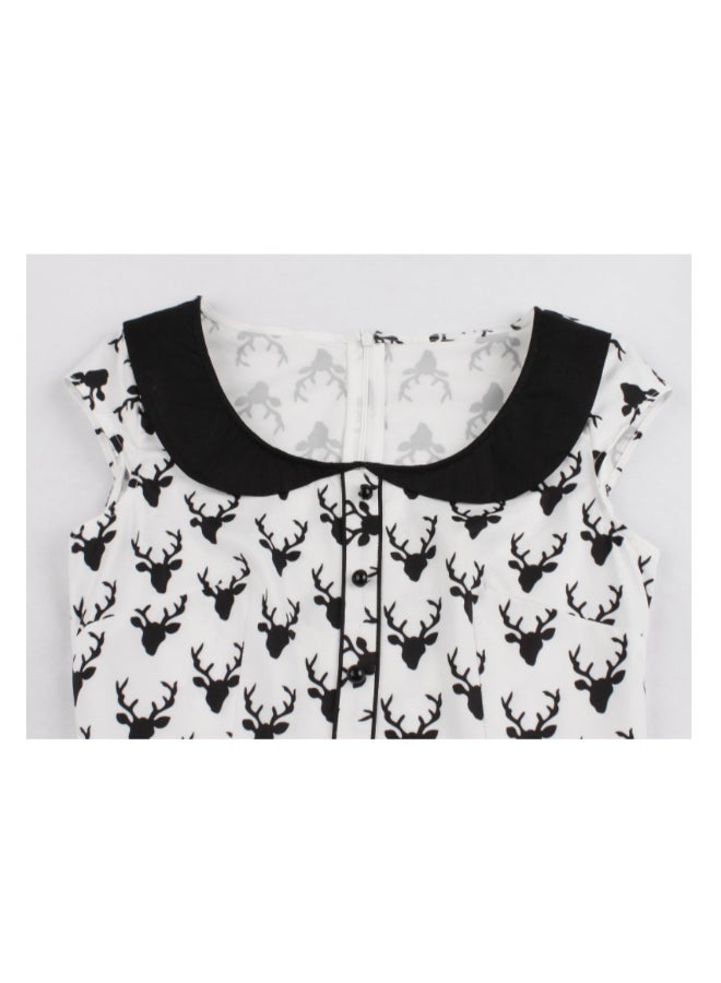 OUTAD Printed Elegant Midi Dress Multicolour - Image 3