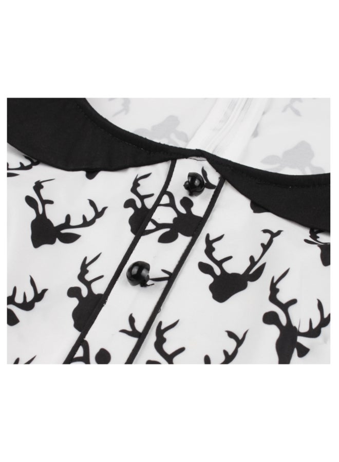 OUTAD Printed Elegant Midi Dress Multicolour - Image 4