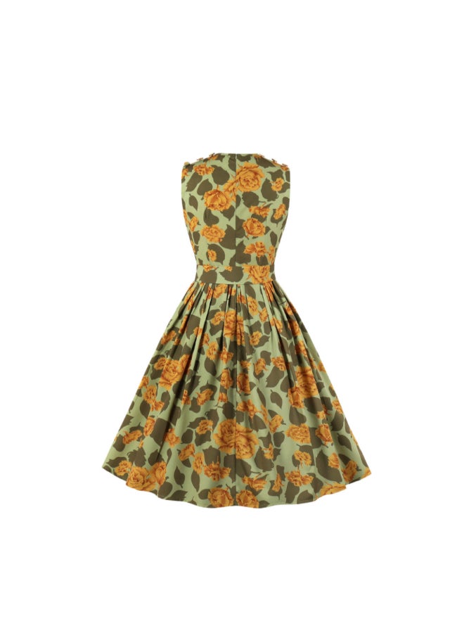 OUTAD Printed Elegant Midi Dress Multicolour - Image 2