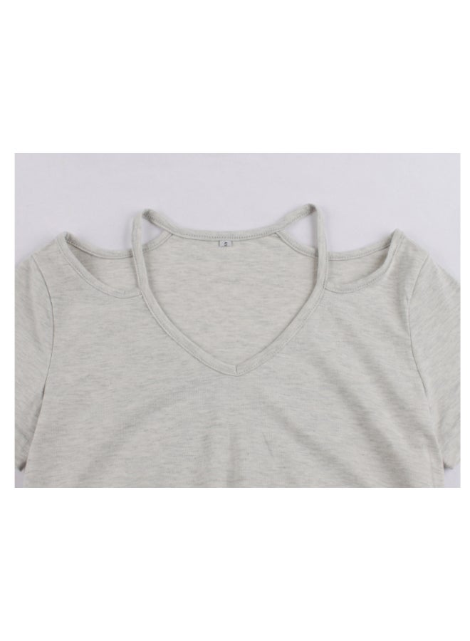 أوتاد فستان كاجوال متوسّط الطول بتصميم ملتف رمادي - Image 3