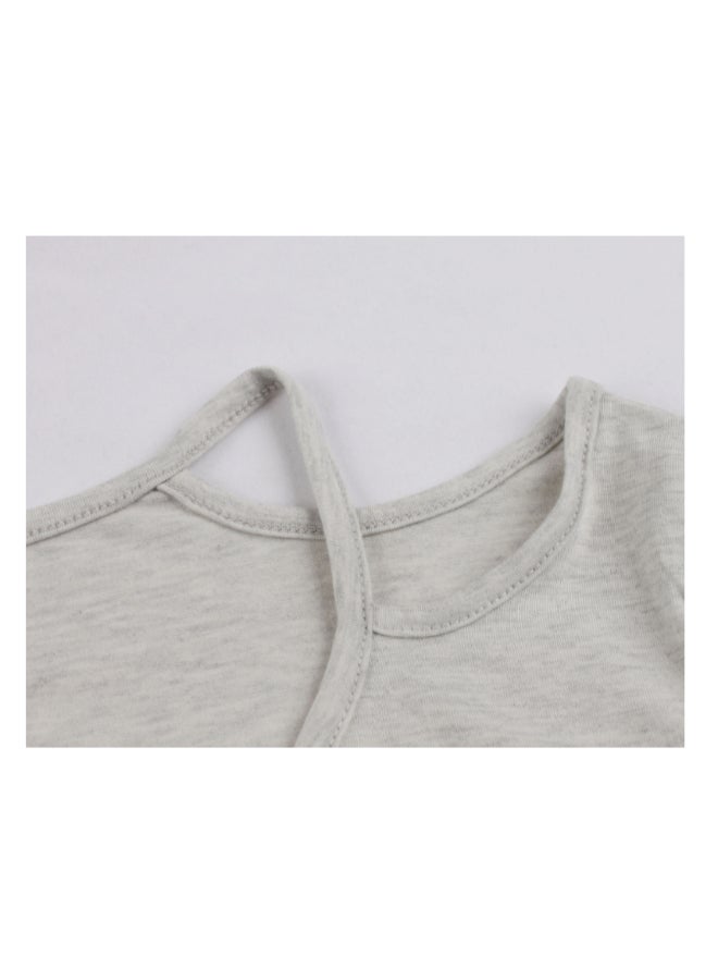 أوتاد فستان كاجوال متوسّط الطول بتصميم ملتف رمادي - Image 4