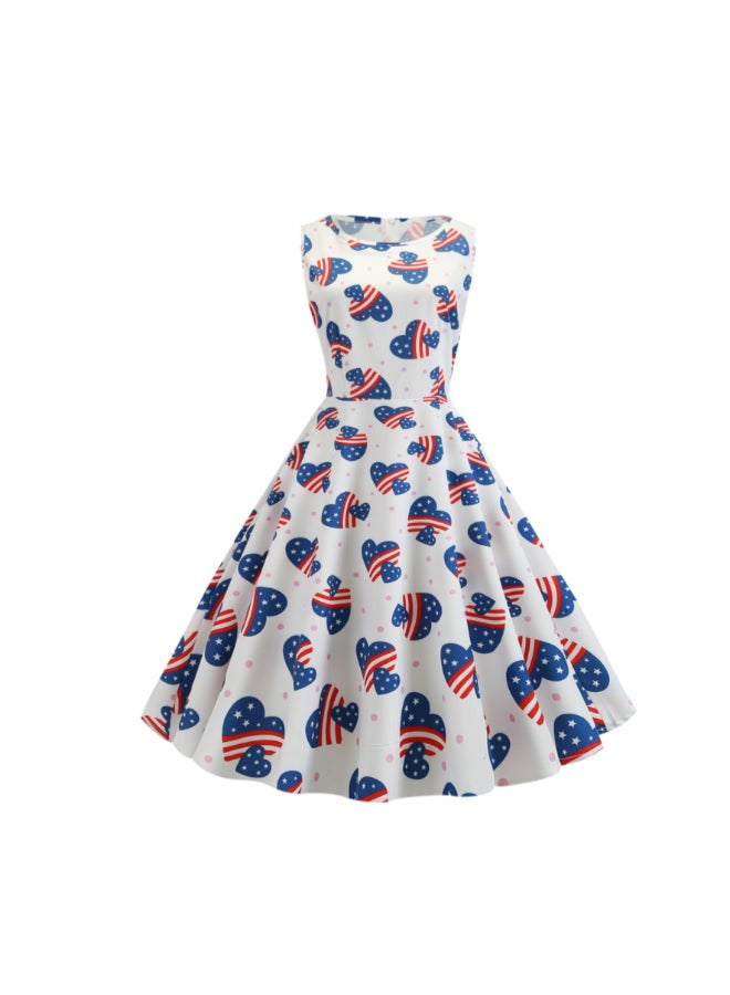 OUTAD Printed Elegant Midi Dress Multicolour - Image 1