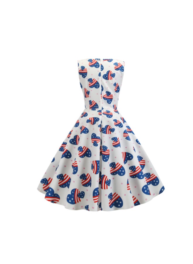 OUTAD Printed Elegant Midi Dress Multicolour - Image 2