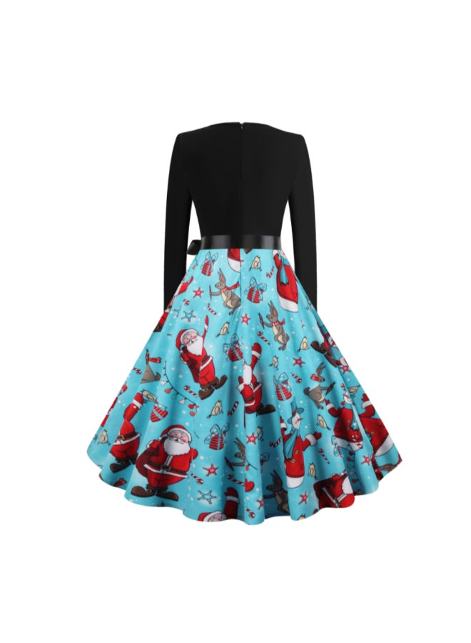 OUTAD - Printed Elegant Midi Dress Multicolour - Image 1
