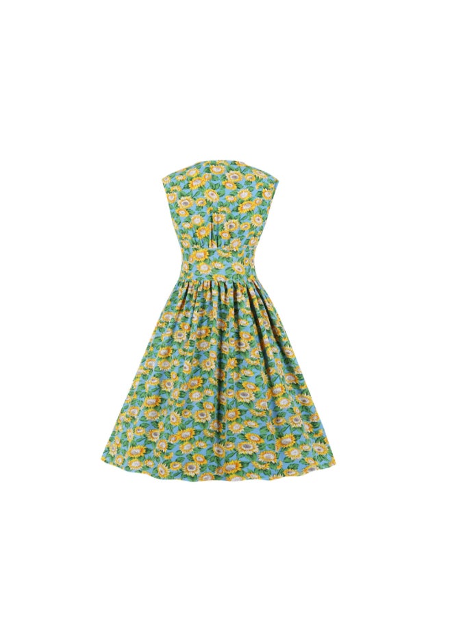 OUTAD Floral Print Elegant Dress Multicolour - Image 2