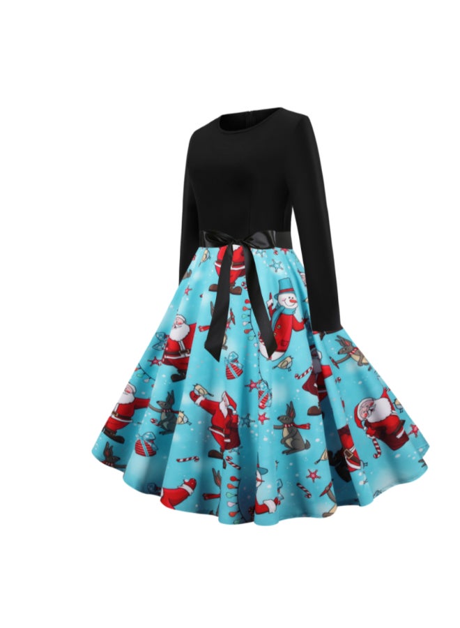 OUTAD - Printed Elegant Midi Dress Multicolour - Image 1
