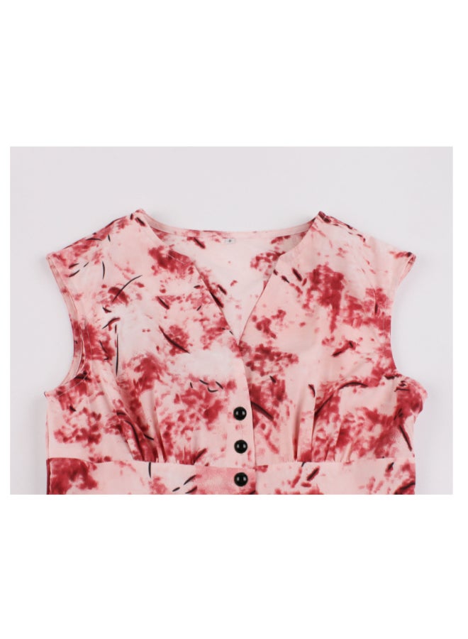 أوتاد فستان أنيق ومطبوع أحمر/أبيض - Image 3