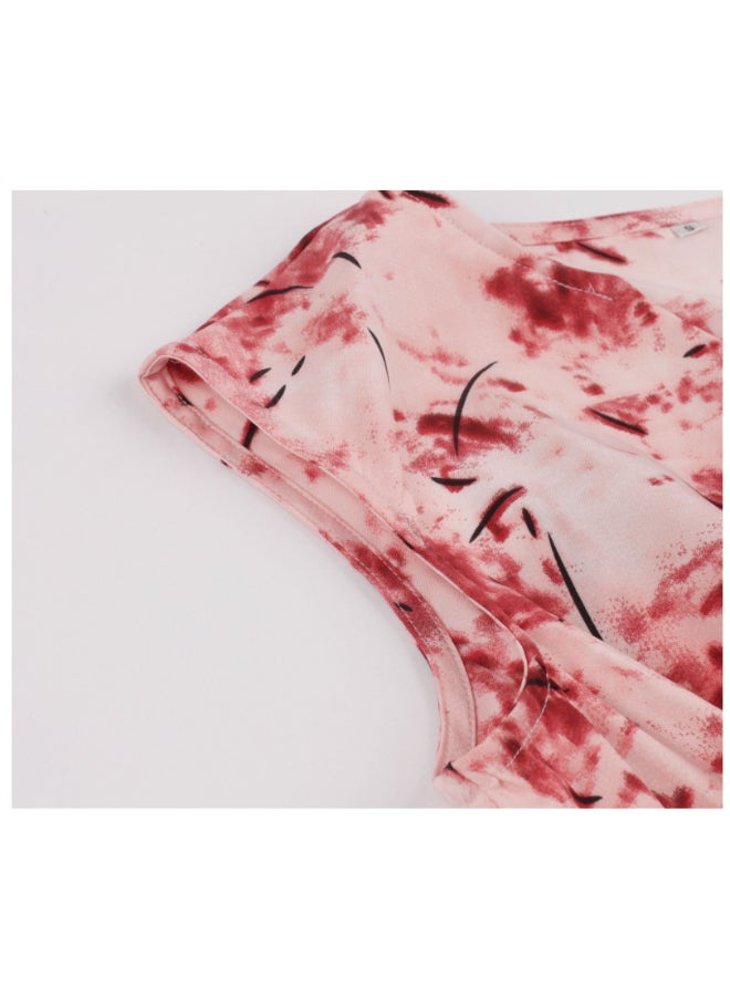 أوتاد فستان أنيق ومطبوع أحمر/أبيض - Image 4