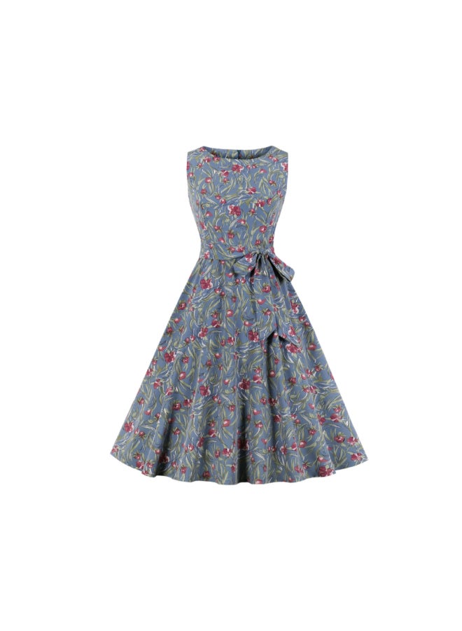 OUTAD Printed Elegant Midi Dress Multicolour  - Image 1