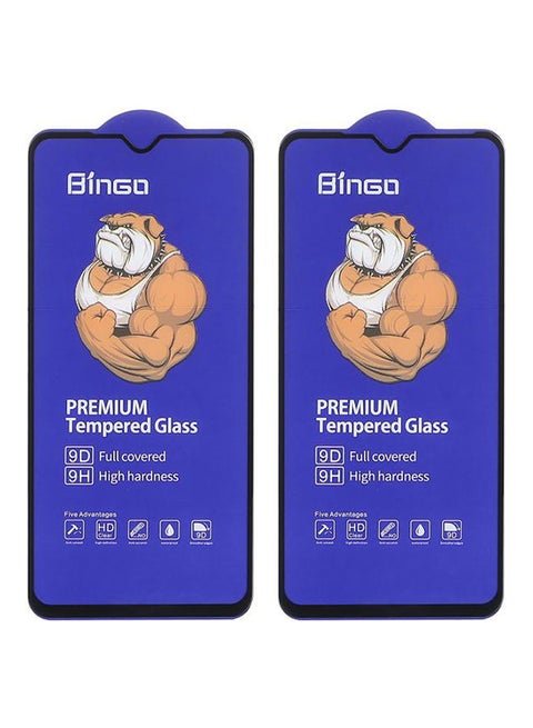 Bingo Tempered Glass Screen Protector with Black Edges for Oppo A12 Mobile Phone - Set of 2 Clear