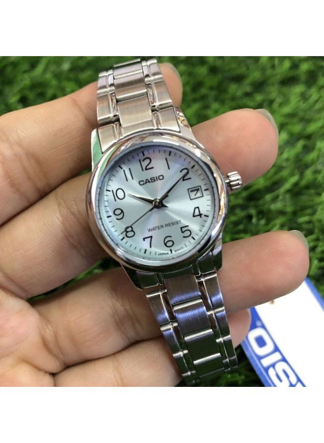 CASIO - Women's Water Resistant Stainless Steel Analog Wrist Watch LTP-V002D-2BUDF - 25 mm - Silver - Image 1