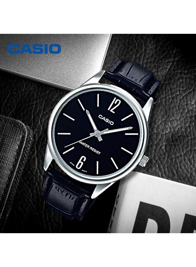 CASIO - Men's Dress Leather Analog Watch MTP-V005L-1BUDF - 40 mm - Black - Image 1