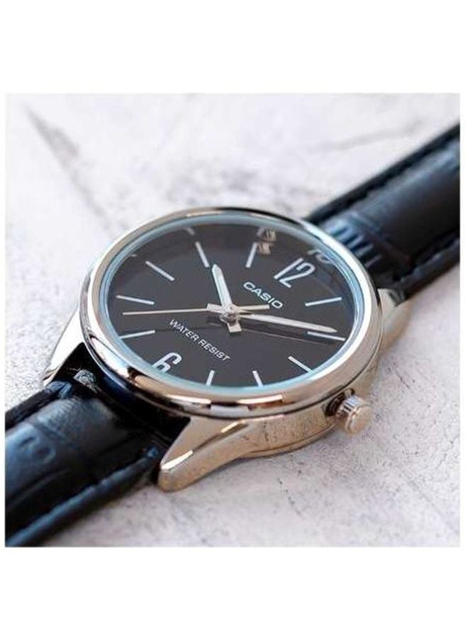 CASIO - Men's Dress Leather Analog Watch MTP-V005L-1BUDF - 40 mm - Black - Image 1