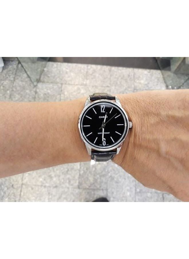 CASIO - Men's Dress Leather Analog Watch MTP-V005L-1BUDF - 40 mm - Black - Image 1