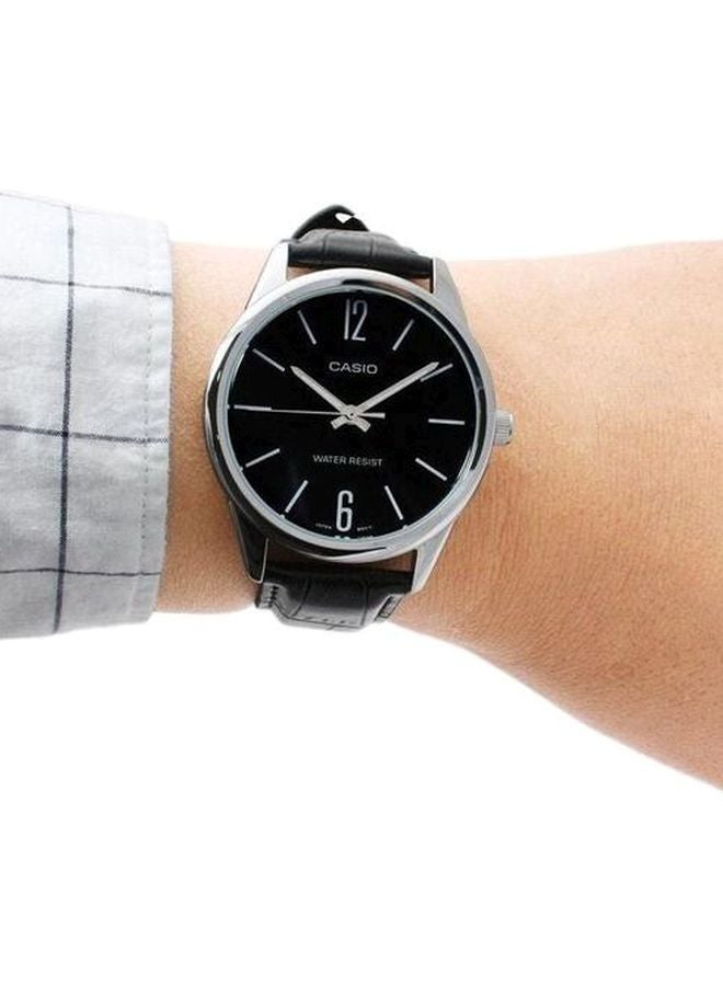 CASIO - Men's Dress Leather Analog Watch MTP-V005L-1BUDF - 40 mm - Black - Image 1