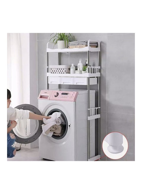 Washing Machine Rack Storage With Drawer White 69x26x144cm