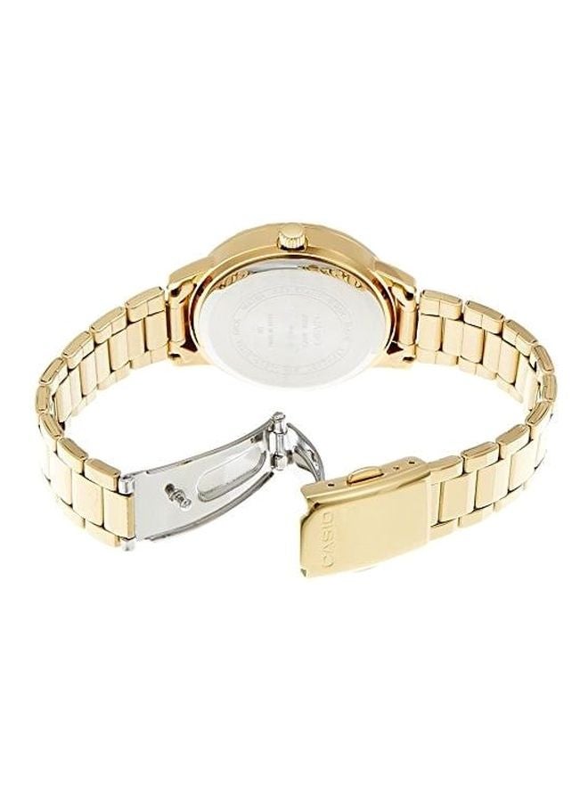 كاسيو ساعة يد بعقارب وسوار من الستانلس ستيل مقاومة للماء طراز LTP-V002G-9AVDF - 35 مم - ذهبي للنساء - Image 2