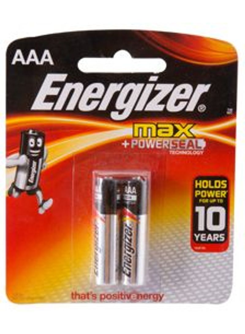 إنرجايزر مجموعة بطاريات ماكس قلوية من نوع AAA بجهد 1.5 فولت من قطعتين أسود/فضي