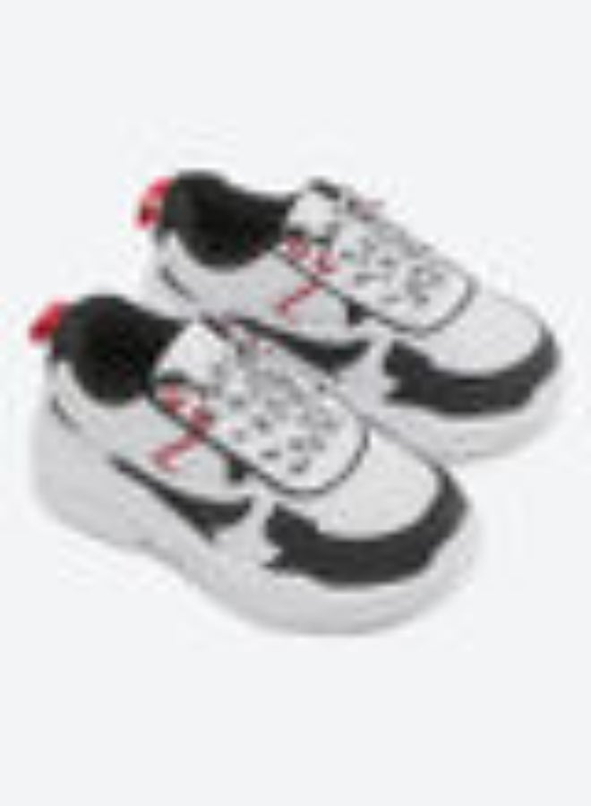 R&B Textured Slip-On Sports Shoes With Pull Tab White/Black  - Image 2