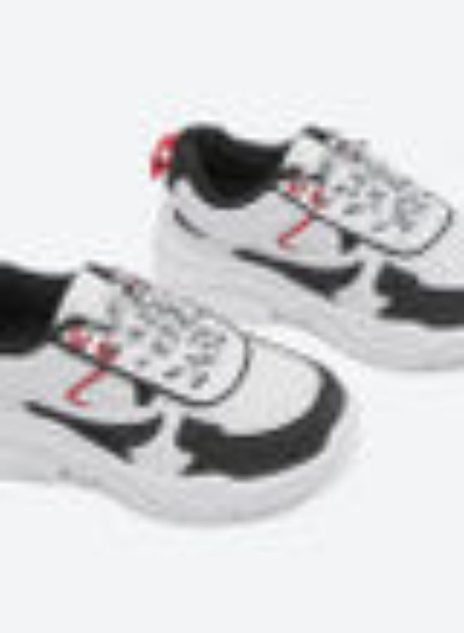 R&B Textured Slip-On Sports Shoes With Pull Tab White/Black  - Image 3