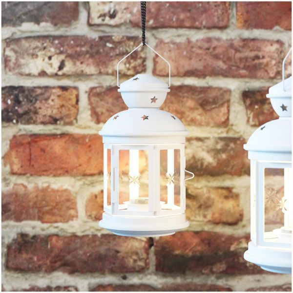 فانوس رمضان من الشمع المعدني الأبيض أبيض - Image 2