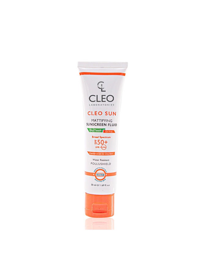 Cleo Dry Touch Sunscreen Fluid 50Spf White/Orange 50ml