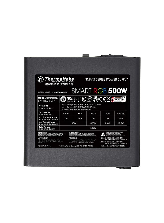 Thermaltake - Smart RGB 500 Watt 80+ PSU/Power Supply Black - Image 1