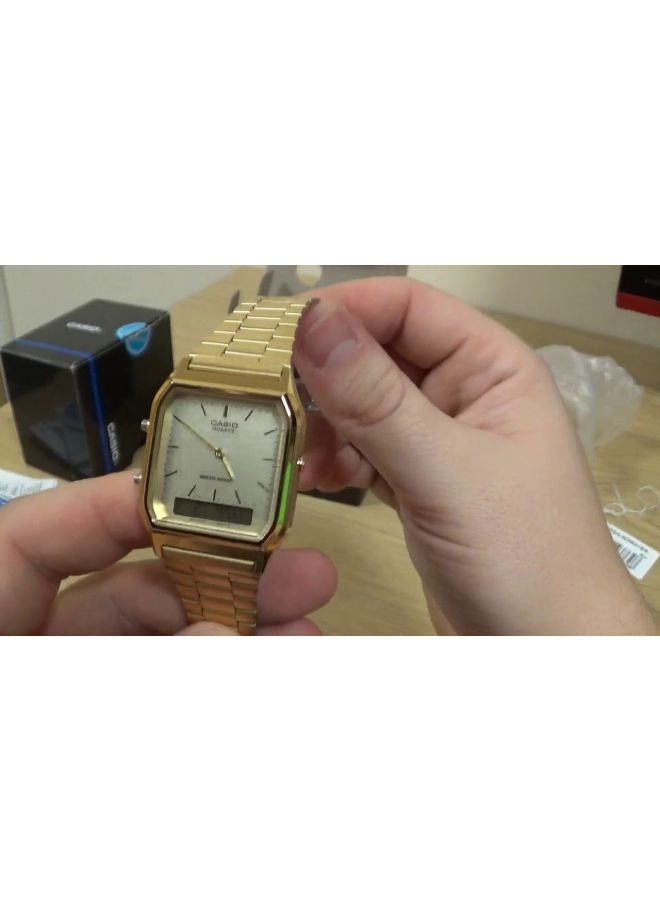 CASIO - Men's Stainless Steel Analog & Digital Watch AQ-230GA-9D - 30 mm - Gold - Image 1