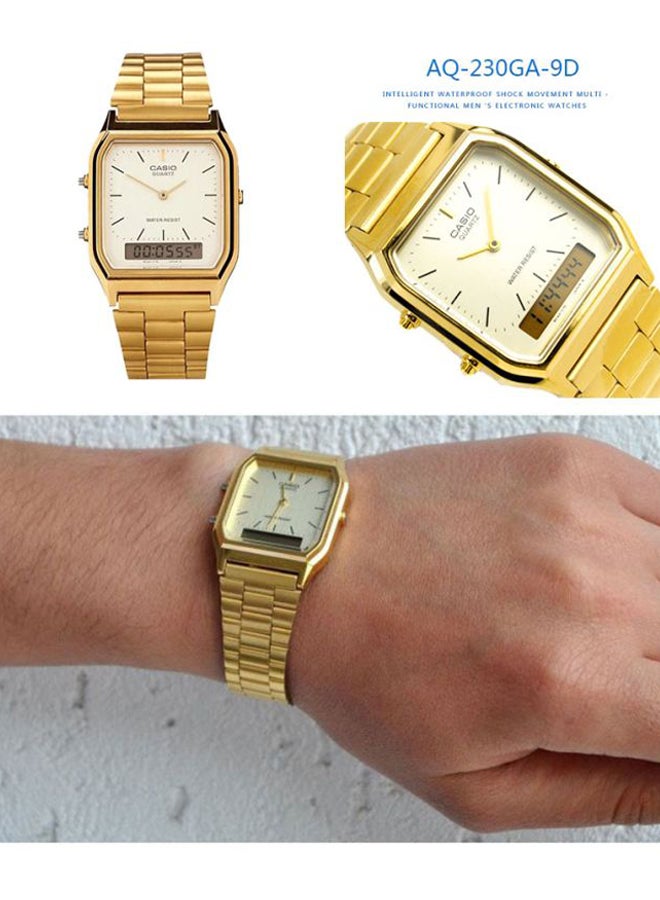 CASIO - Men's Stainless Steel Analog & Digital Watch AQ-230GA-9D - 30 mm - Gold - Image 1