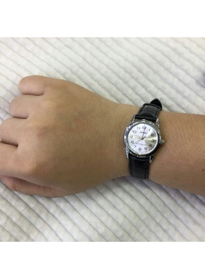 CASIO - Women's Leather Analog Watch LTP-V001L-7BUDF - 25 mm - Black - Image 1