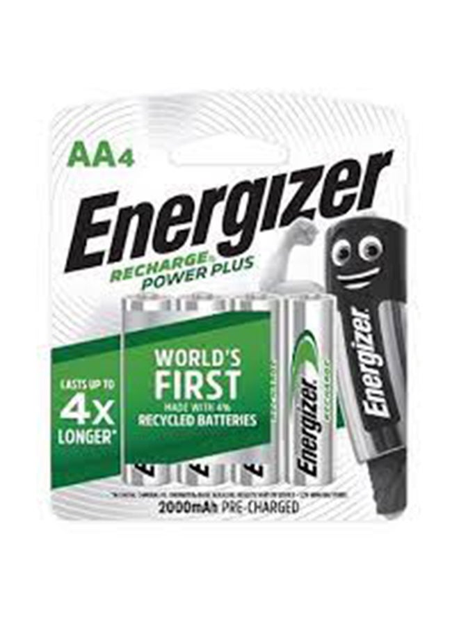 Energizer Rechargeable  Power Plus AA Batteries Pack of 4 Multicolor 