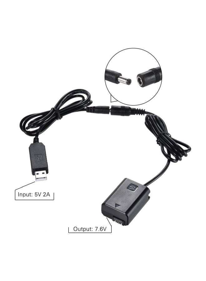 ANDOER - NP-FW50 Dummy Battery With Power Adapter Cable And Power Plug Replacement Black - Image 1