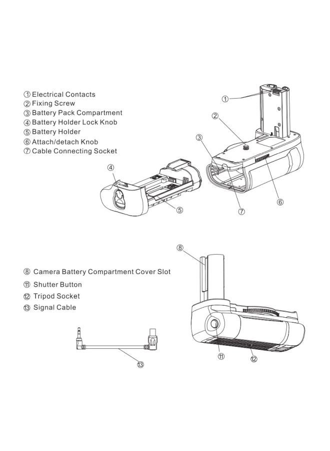 ANDOER - BG-2W Vertical Battery Grip Holder For Nikon D7500 Black - Image 1