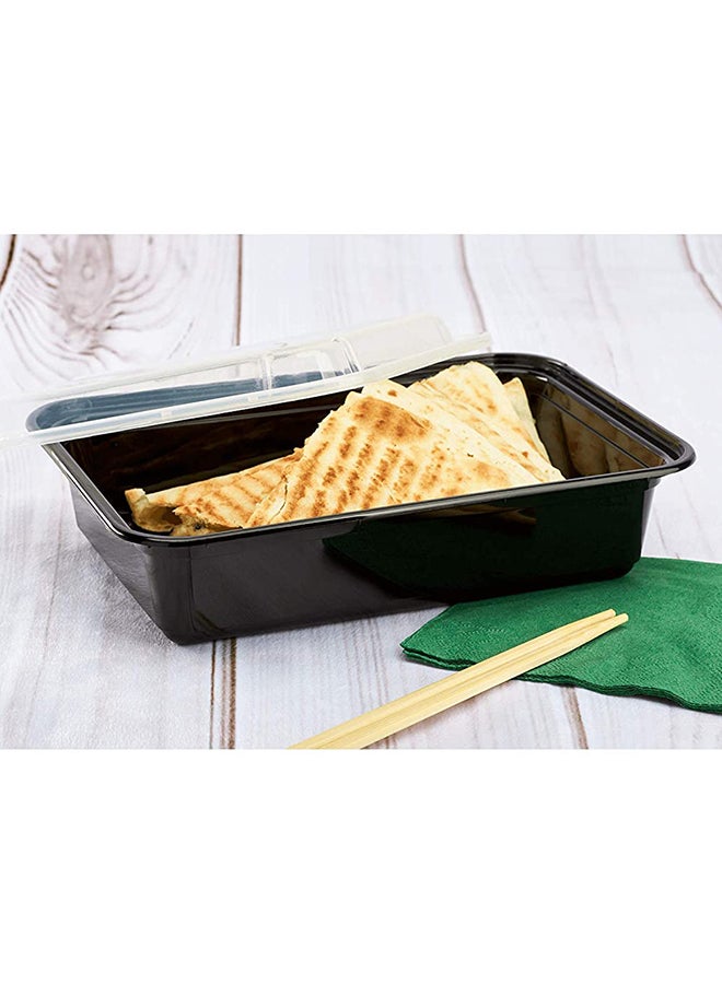 Generic - 5-Piece Rectangular Disposable Food Container With Lid Black 14.3x20.5x4.5cm - Image 1