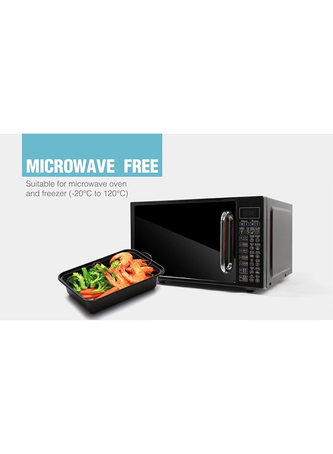 Generic - 5-Piece Rectangular Disposable Food Container With Lid Black 14.3x20.5x4.5cm - Image 1