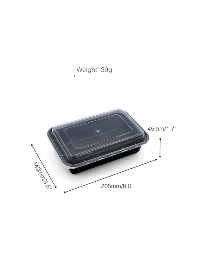 Generic - 5-Piece Rectangular Disposable Food Container With Lid Black 14.3x20.5x4.5cm - Image 1