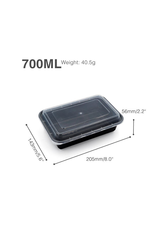 طقم 75 قطعة أوعية طعام مستطيلة الشكل للاستخدام مرة واحدة ومُزود بغطاء أسود 14.3x20.5x5.6سم - Image 5