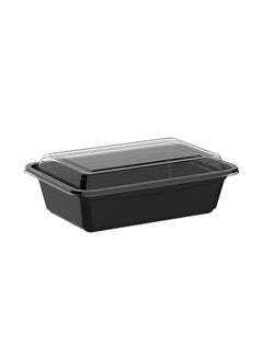 10-Piece Rectangular Disposable Food Container With Lid Black