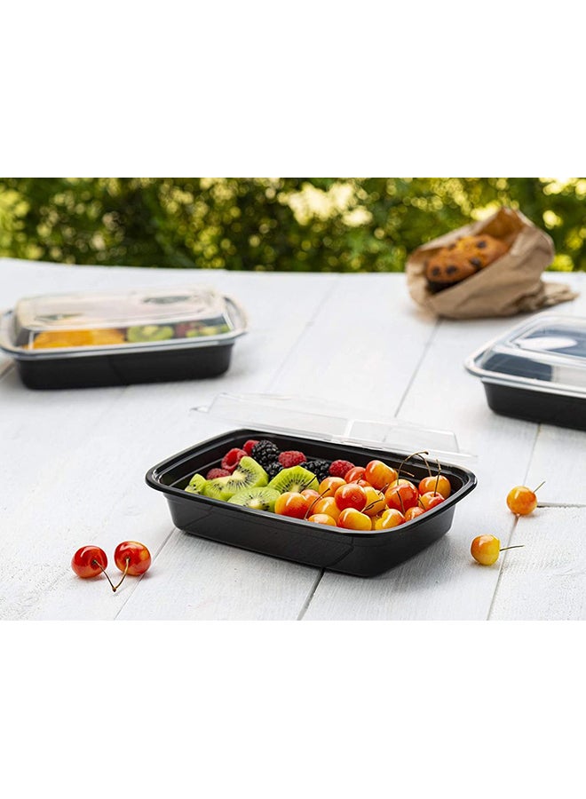 Generic - 10-Piece Rectangular Disposable Food Container With Lid Black - Image 1
