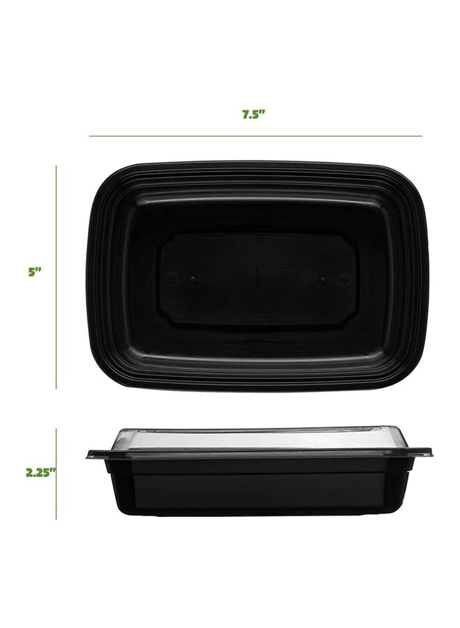 Generic - 10-Piece Rectangular Disposable Food Container With Lid Black - Image 1