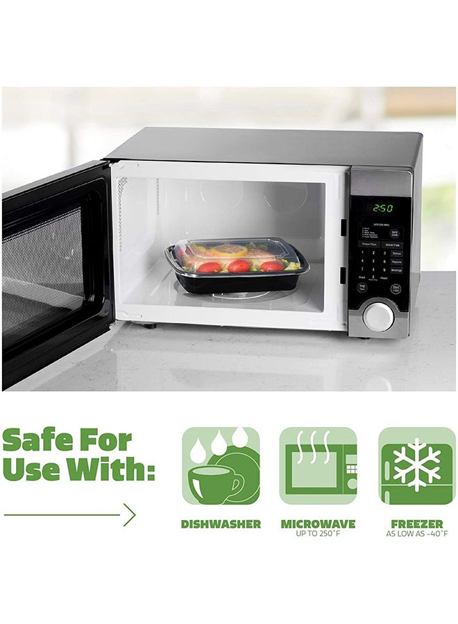 Generic - 10-Piece Rectangular Disposable Food Container With Lid Black - Image 1