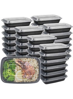 25-Piece Rectangular Disposable Food Container With Lid Black 16x22.9x5.3cm