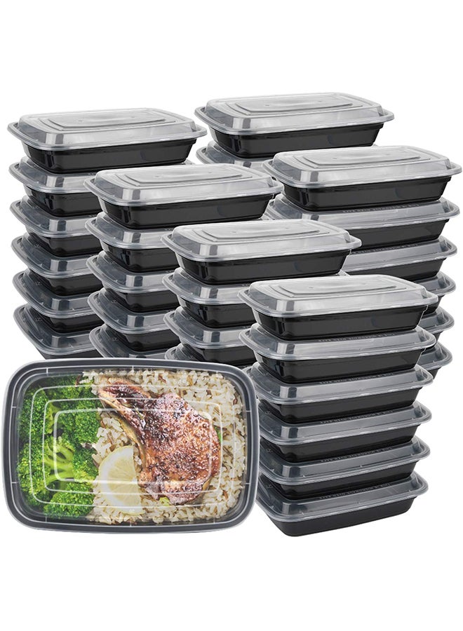 Generic - 25-Piece Rectangular Disposable Food Container With Lid Black 16x22.9x5.3cm - Image 1
