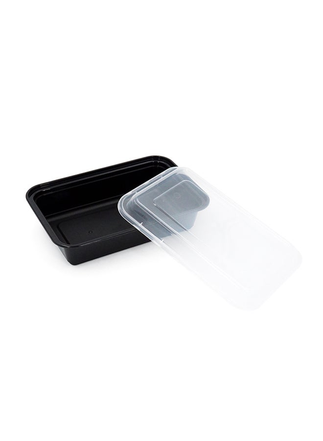 Generic - 25-Piece Rectangular Disposable Food Container With Lid Black 16x22.9x5.3cm - Image 1