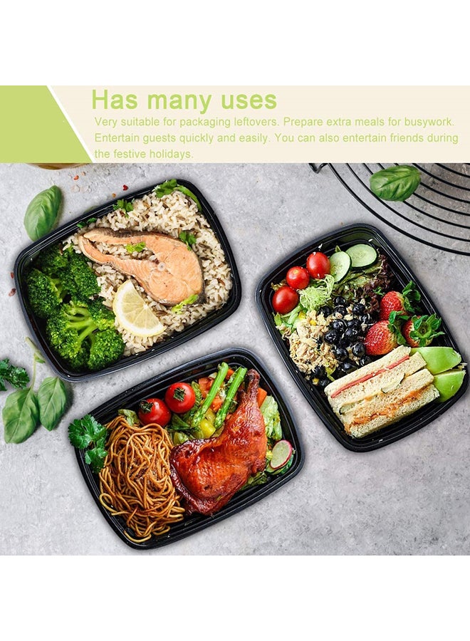 Generic - 25-Piece Rectangular Disposable Food Container With Lid Black 16x22.9x5.3cm - Image 1