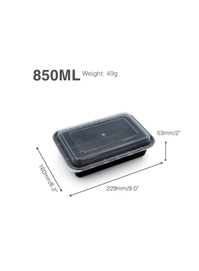 Generic - 25-Piece Rectangular Disposable Food Container With Lid Black 16x22.9x5.3cm - Image 1